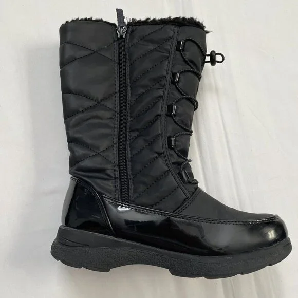 Totes Black Sherpa Lined Winter Boots Size 4 - Picture 10 of 10